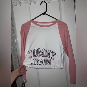pink and white Tommy Hilfiger Long sleeve